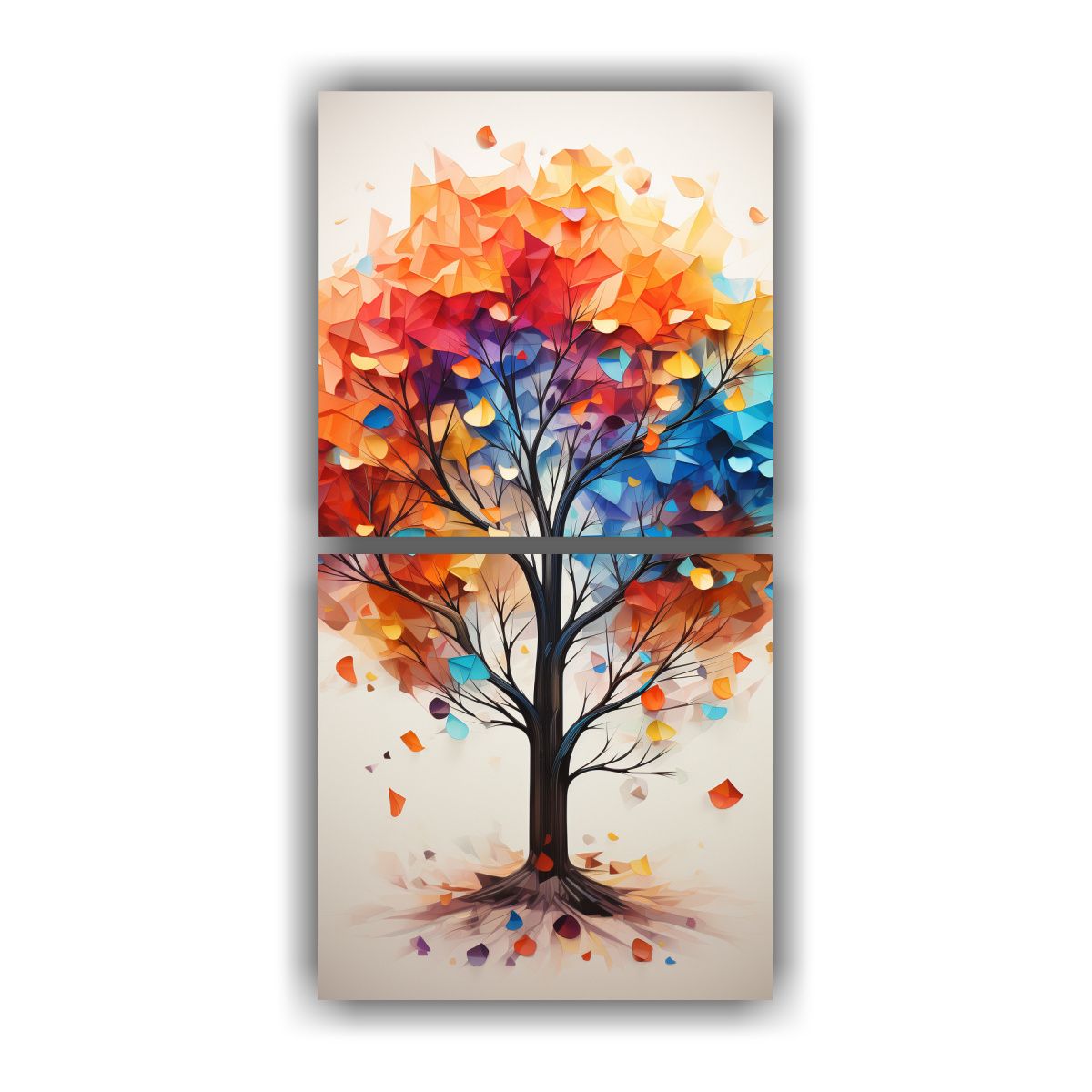 GENERICO - Cuadro Geométrico Puro Y Luminoso Con árbol 50x100 Cm