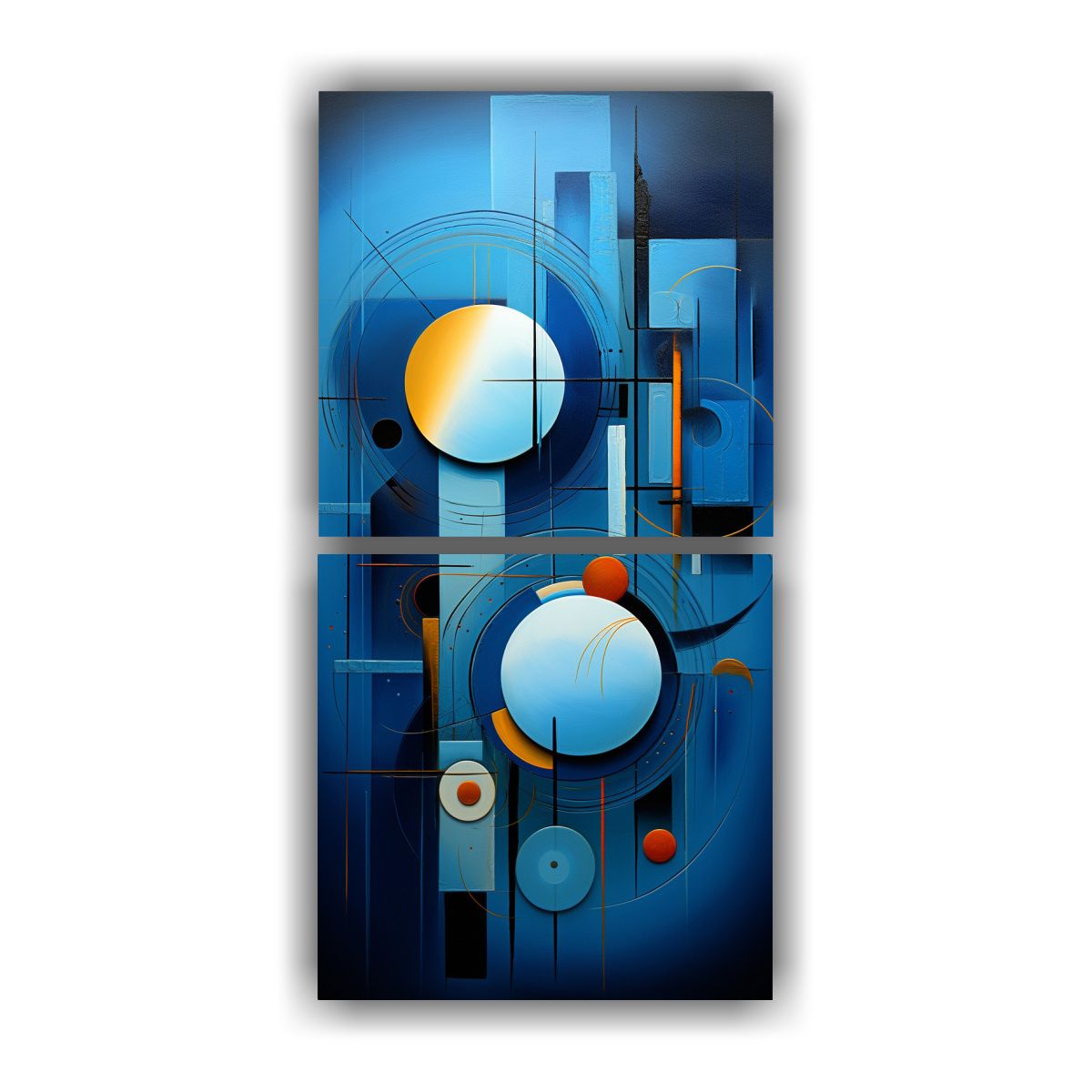 GENERICO - Cuadros Abstractos En Azules Set 2 Telas En 60x120 Cm
