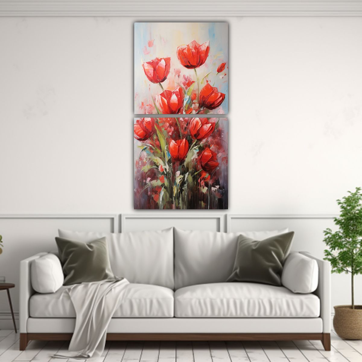 GENERICO - Lienzos Belleza Red Tulipanes Composición En 50x100 Cm
