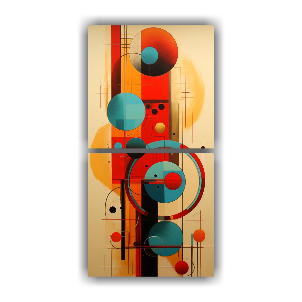 GENERICO - Cuadros Abstractos Ambiente Con Círculos 40x80 Cm