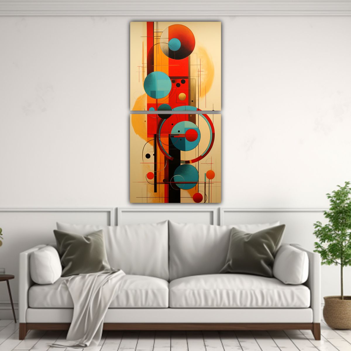 GENERICO - Cuadros Abstractos Ambiente Con Círculos 40x80 Cm