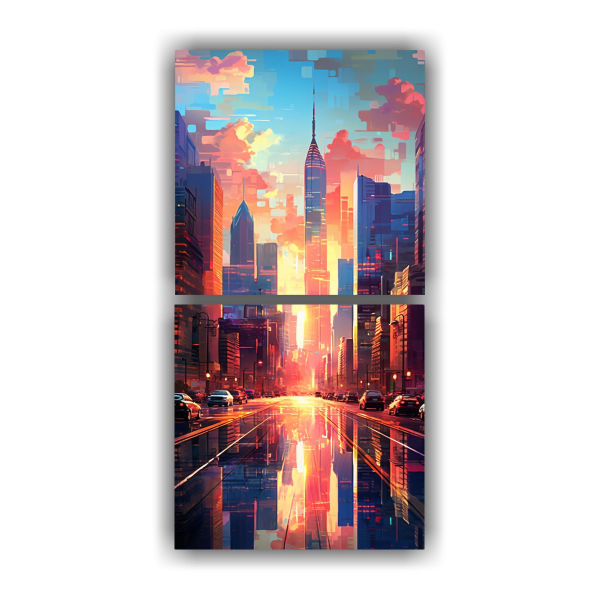 GENERICO - Cuadro Lienzo Finas Líneas Clásico Vista Ciudad 40x80 Cm