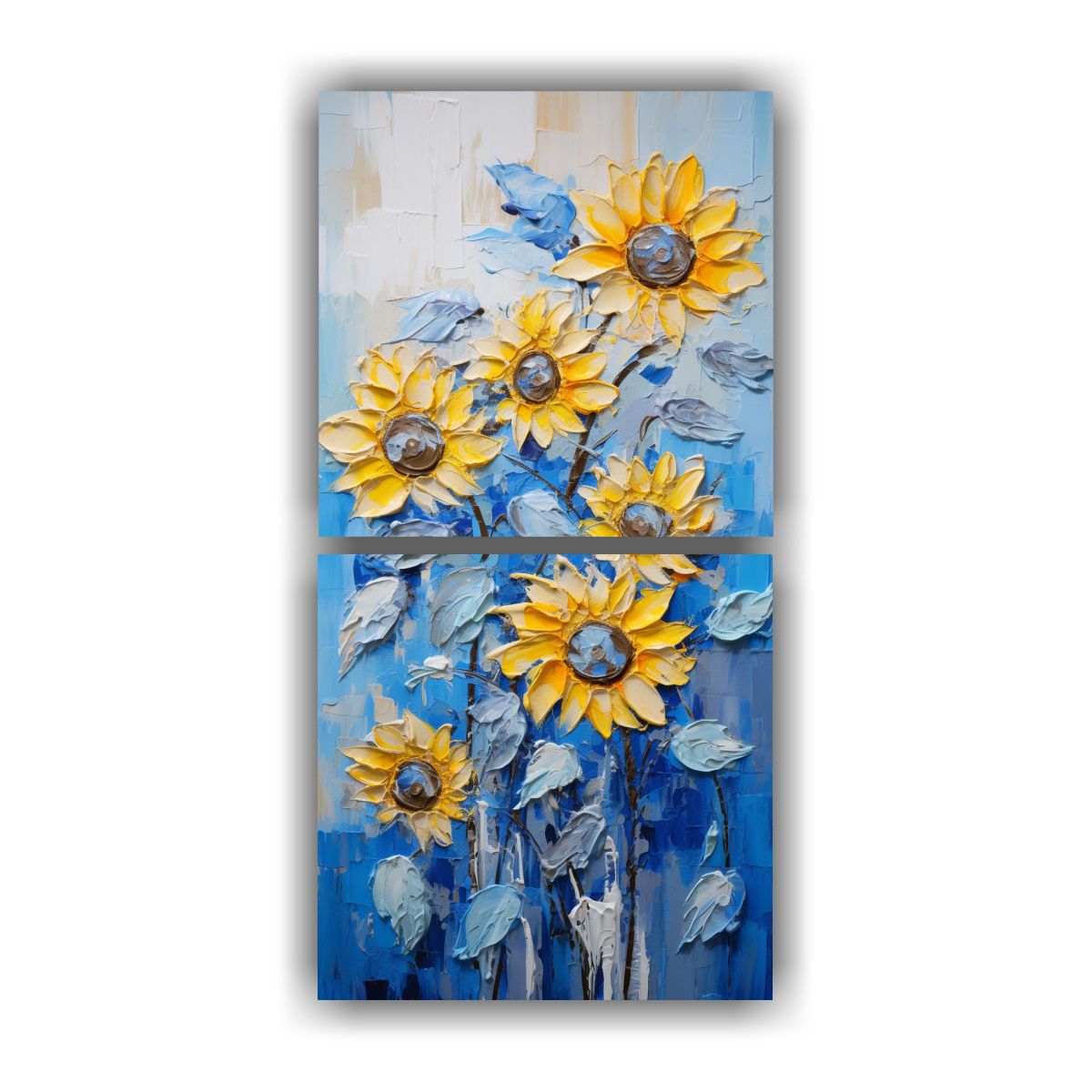 GENERICO - Pintura Lienzo Equilibrio Visual Girasoles Azules 20x40 Cm