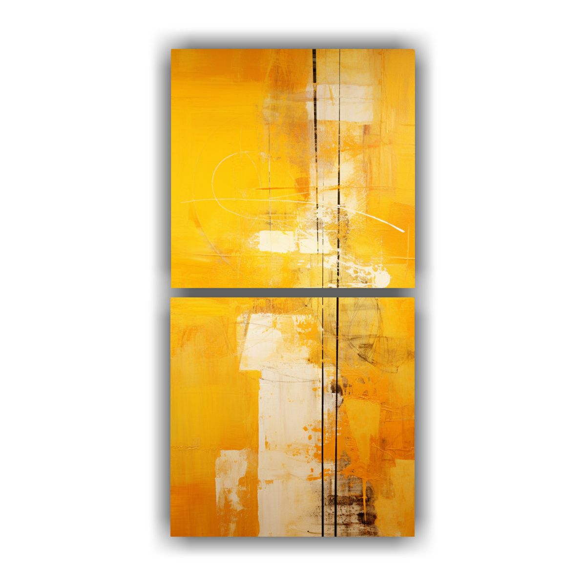 GENERICO - Cuadro Abstracto Acuarela Amarillo Moderno 20x40 Cm