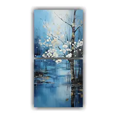 GENERICO - Cuadro Hermoso Elegante De árboles En Plata Y 20x40 Cm