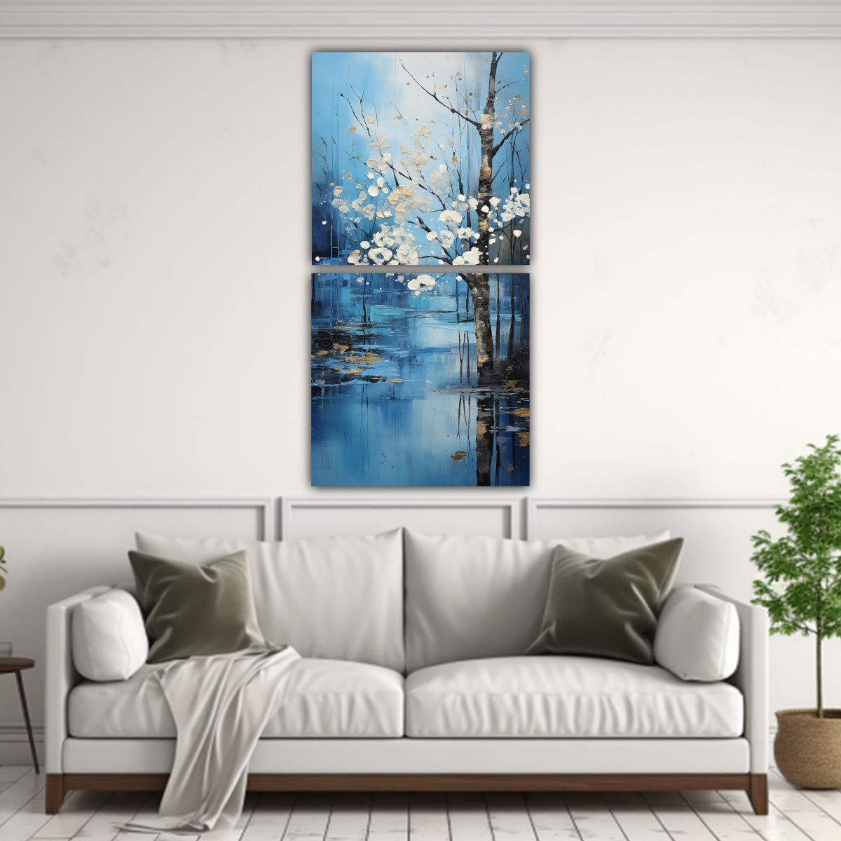 GENERICO - Cuadro Hermoso Elegante De árboles En Plata Y 20x40 Cm