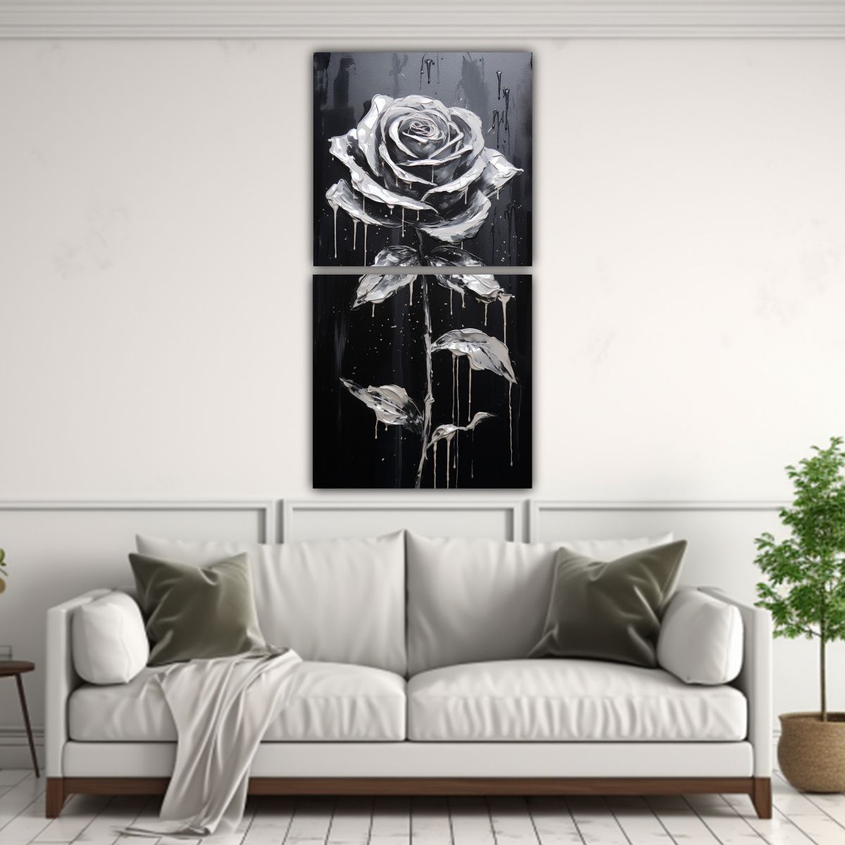 GENERICO - Pintura De Rosas Negras En Lienzo Estilo 50x100 Cm