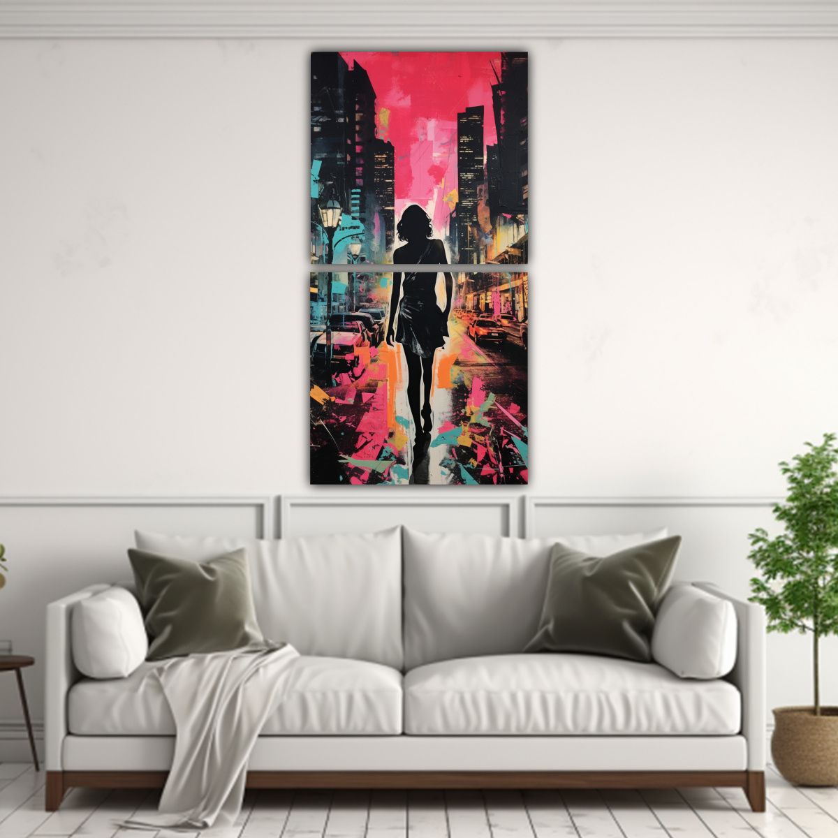 GENERICO - Collage Art En Lienzo Con Líneas Finas Para La 50x100 Cm