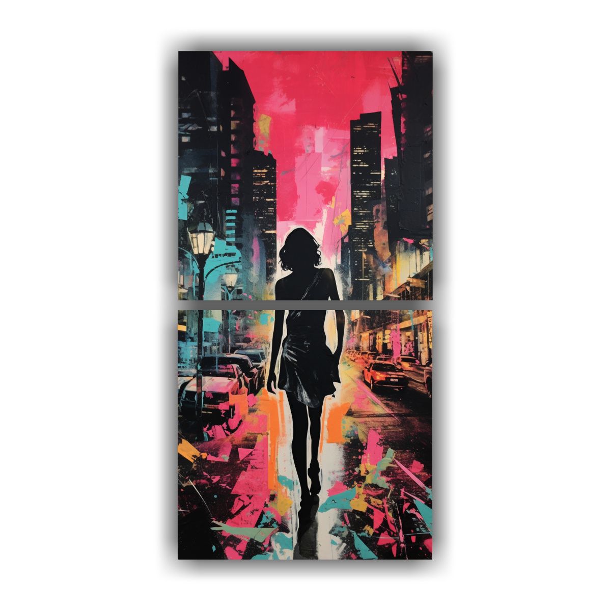 GENERICO - Collage Art En Lienzo Con Líneas Finas Para La 40x80 Cm