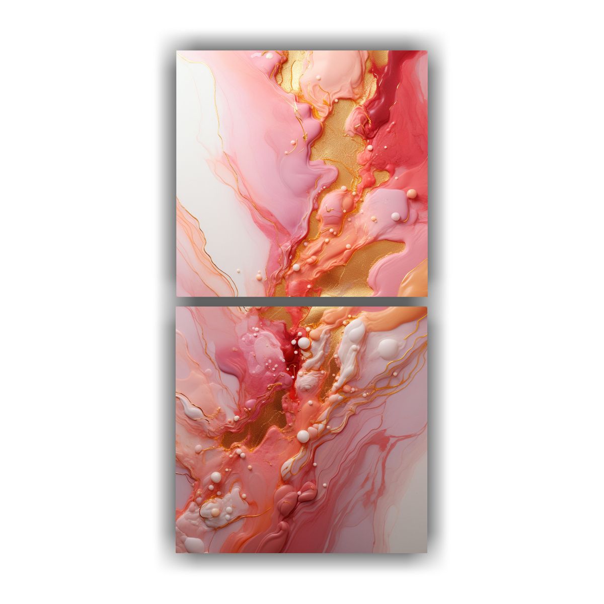 GENERICO - Pintura Decorativa Abstracta En Rosa Y Dorado En 20x40 Cm