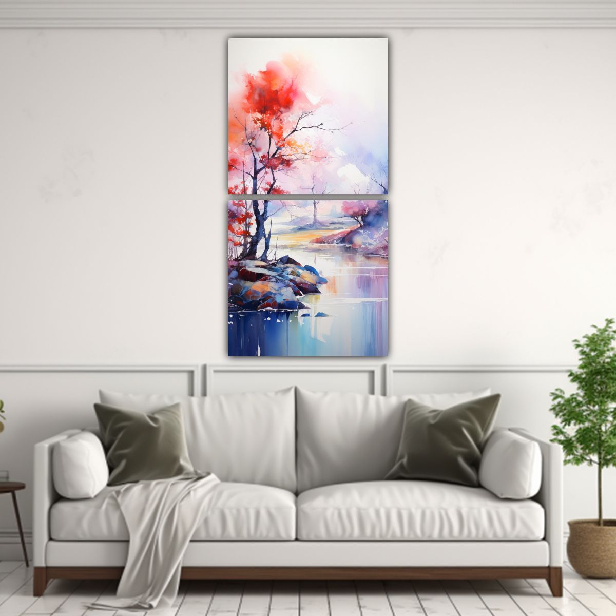 GENERICO - Diseño Mural Acuarela Paisaje Abstracto 40x80 Cm