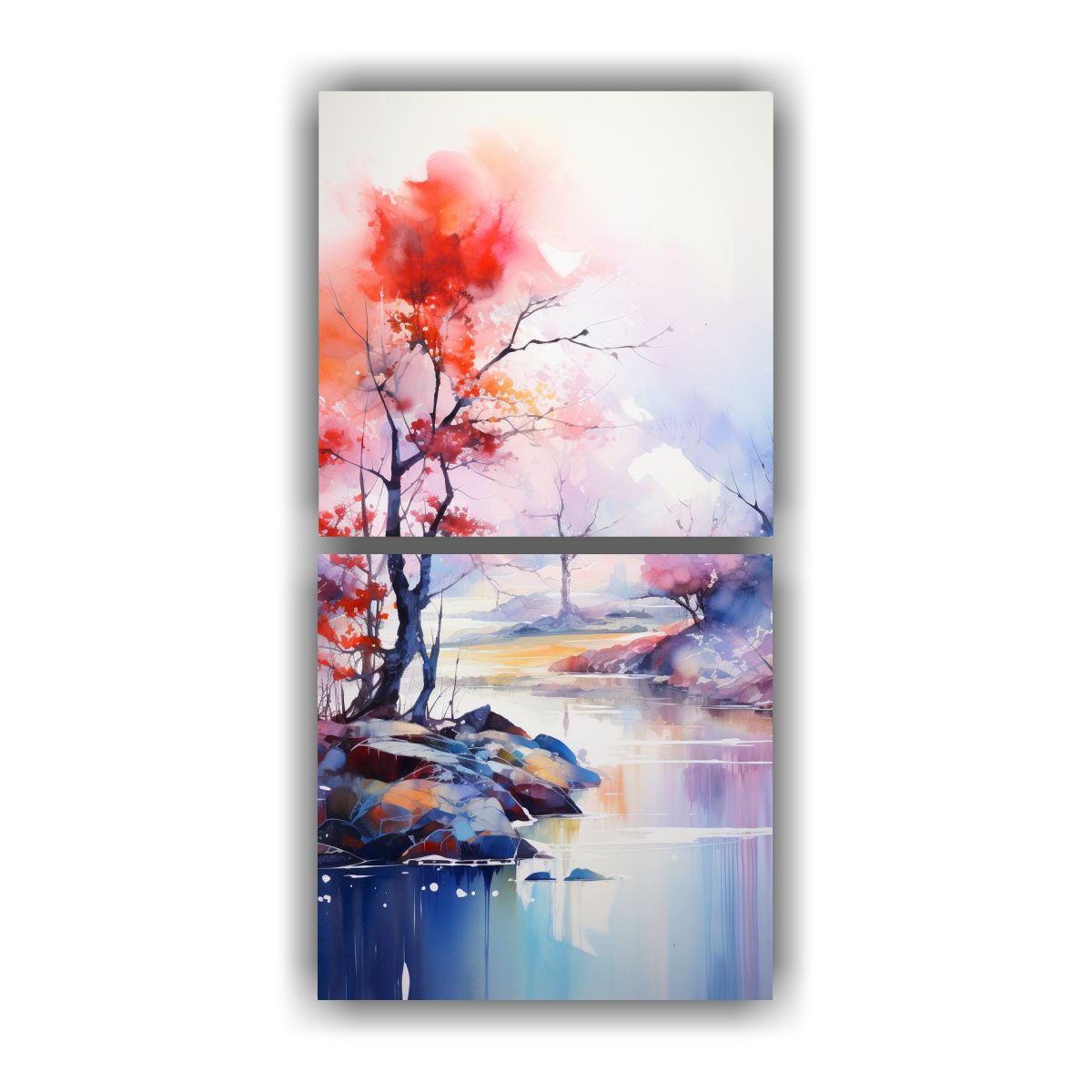 GENERICO - Diseño Mural Acuarela Paisaje Abstracto 20x40 Cm