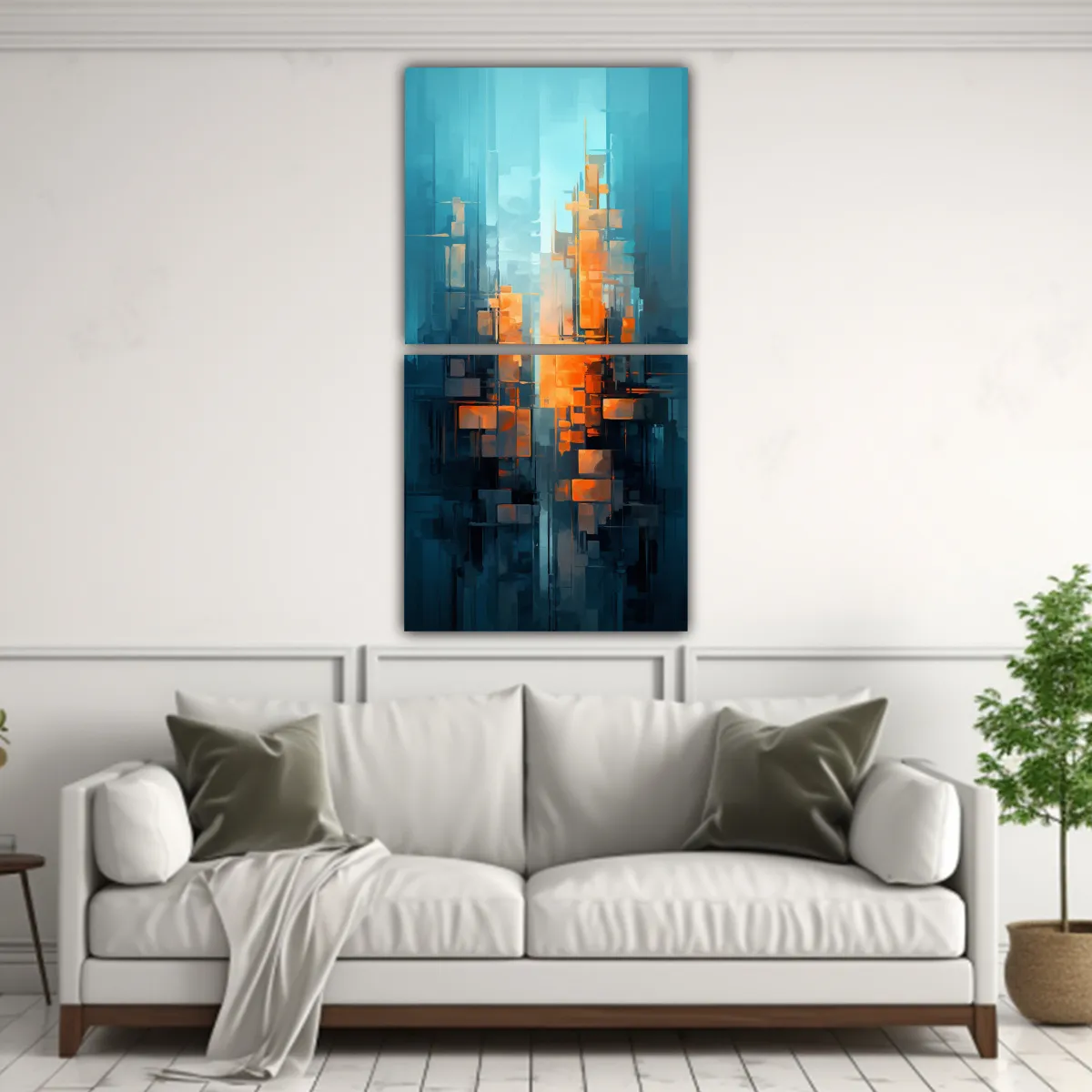 GENERICO - Pinturas Abstractas En Bastidor Dos Telas En 50x100 Cm