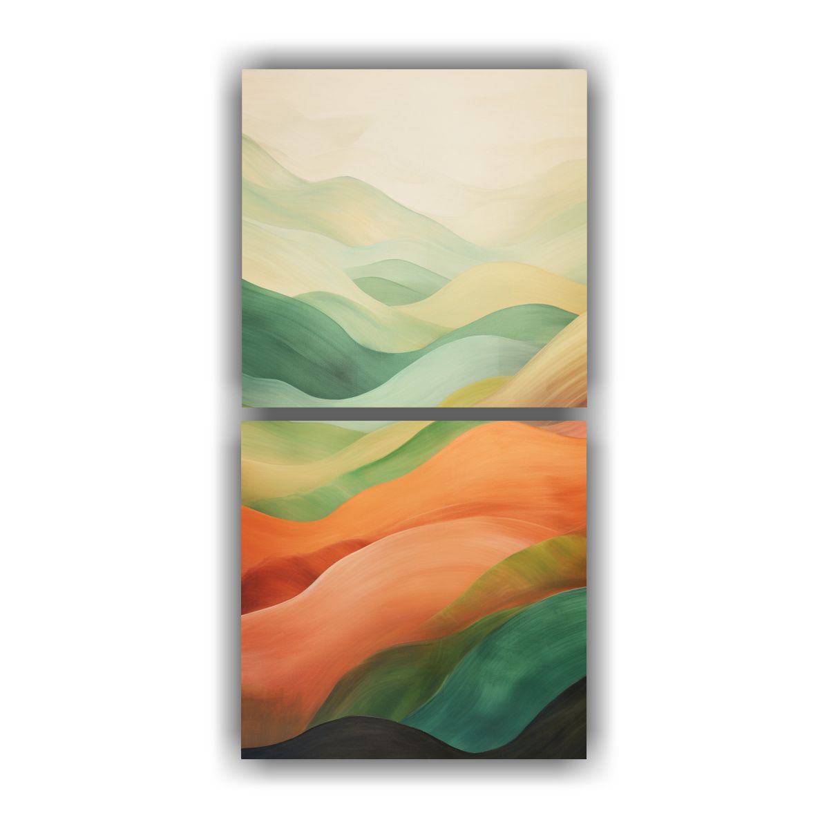 GENERICO - Paisaje Abstracto Estilo Hudson Riv Dos Lienzos 20x40 Cm