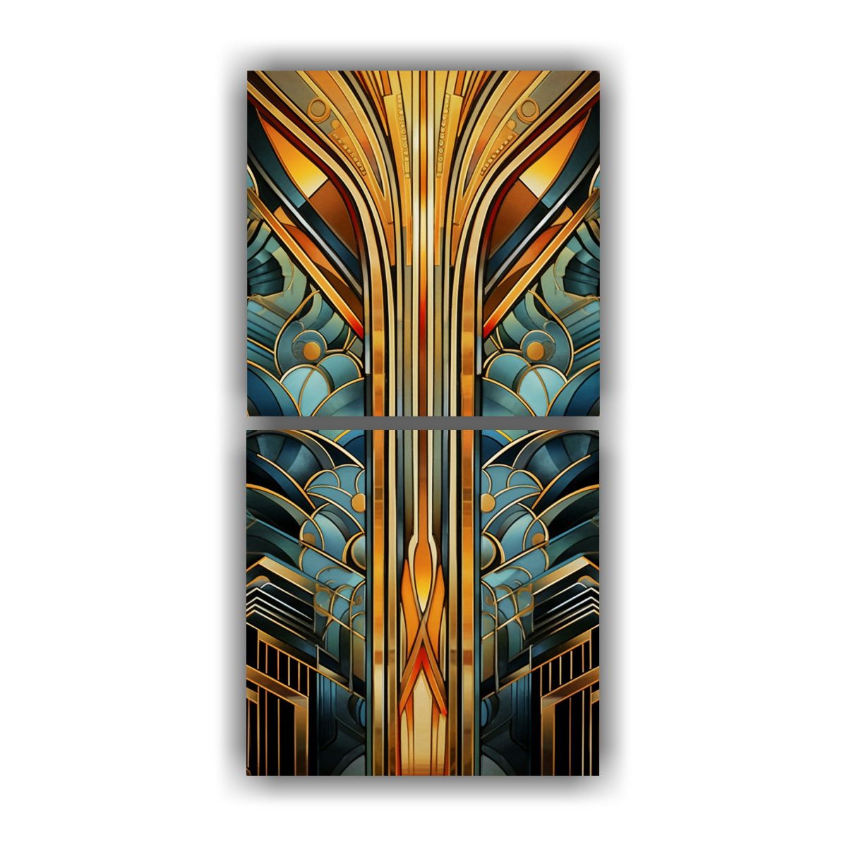 GENERICO - Cuadro Decorativo En Estilo Art Déco Con Líneas 20x40 Cm