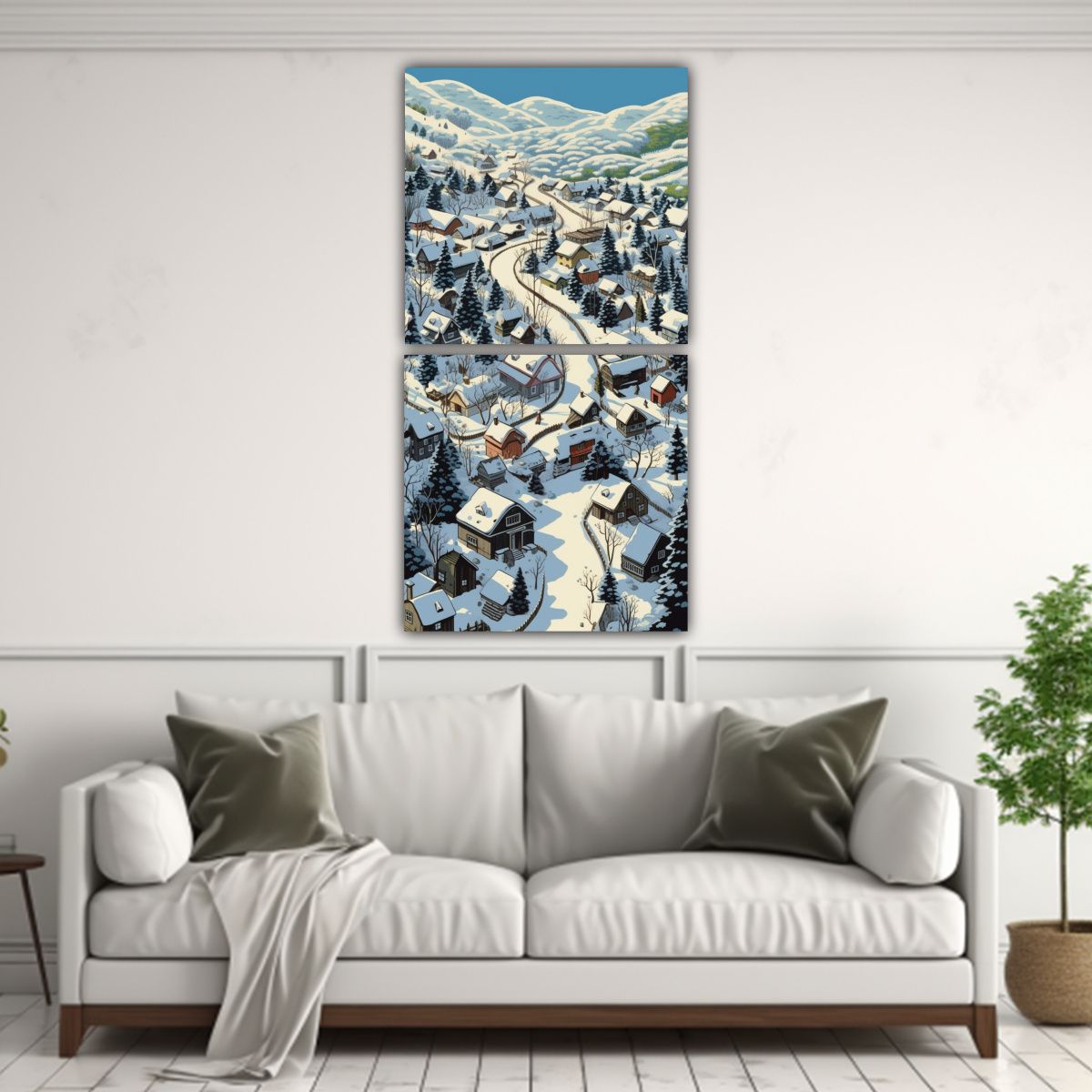 GENERICO - Paisaje Invernal Con Nieve Y Árboles Al Estilo 40x80 Cm