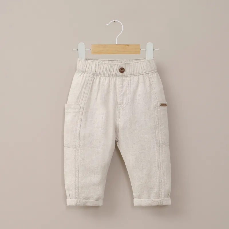 OPALINE - Pantalón de lino beige de niño