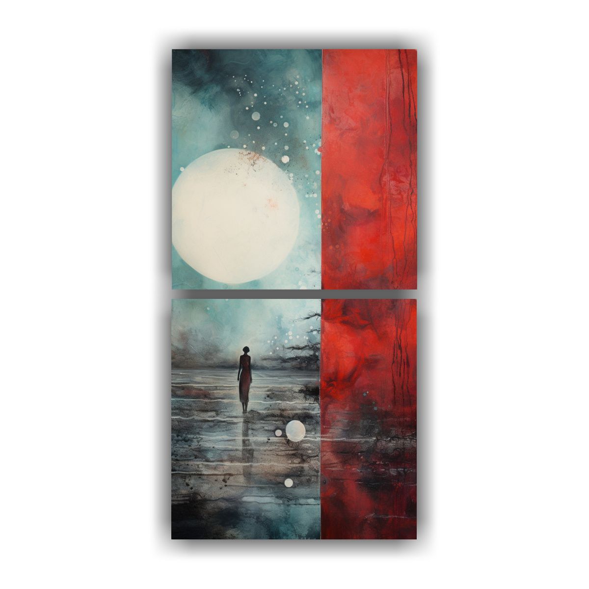 GENERICO - Cuadro Fantástico De Dos Cuadros Dibujo En 30x60 Cm