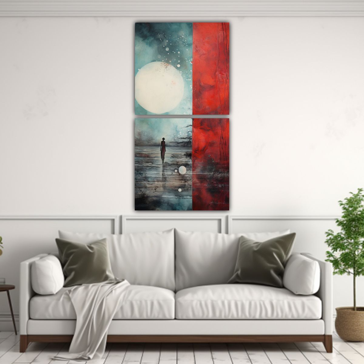 GENERICO - Cuadro Fantástico De Dos Cuadros Dibujo En 30x60 Cm