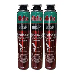 AKFIX - Pack x3 Espuma Expansiva De Poliuretano 805p Para Pistola 850g