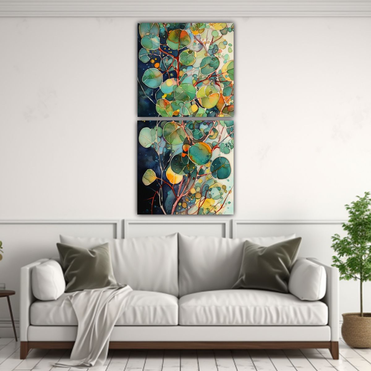 GENERICO - Cuadro De Dos Telas En Bastidor Con Patrón 20x40 Cm