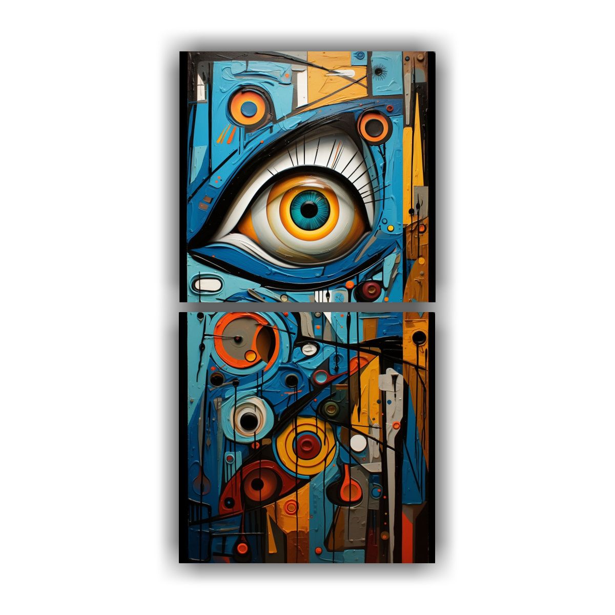 GENERICO - Cuadro Decorativo Con Ojos Abstractos En Armonía 40x80 Cm