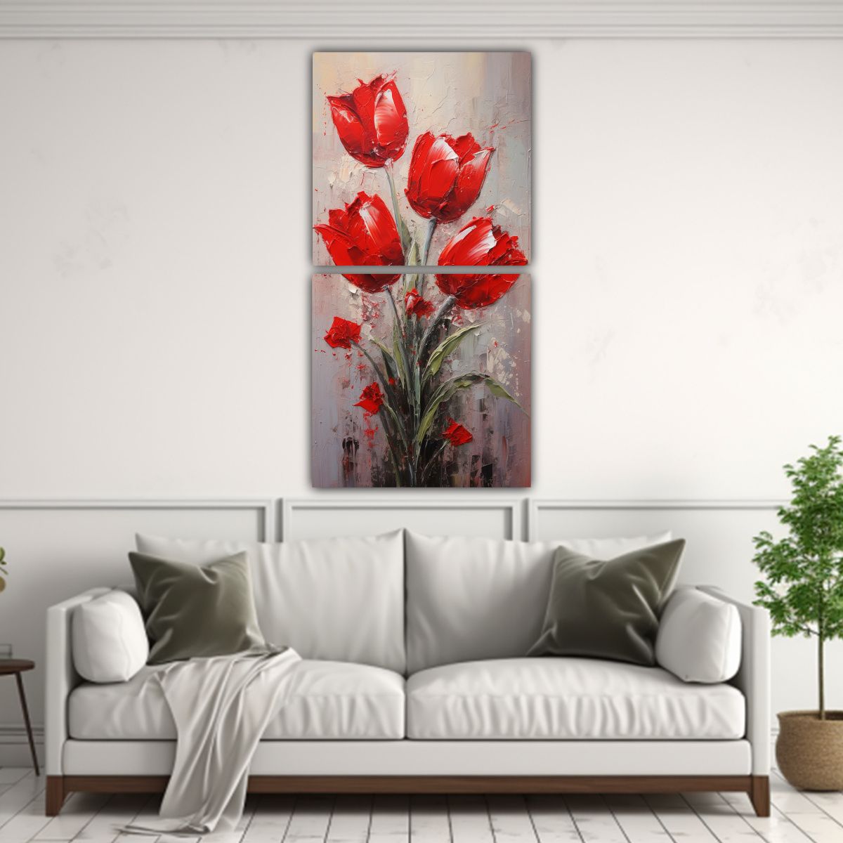GENERICO - Pintura En Lienzo Estilo Rojo TULIPS Para 50x100 Cm