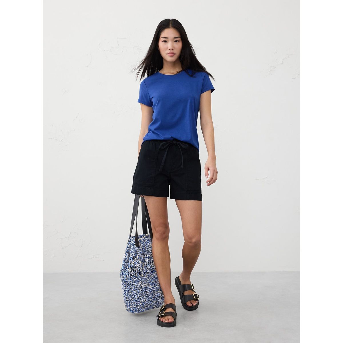 BANANA REPUBLIC - Polera Mujer Timeless Crew-Neck Azul Banana Republic