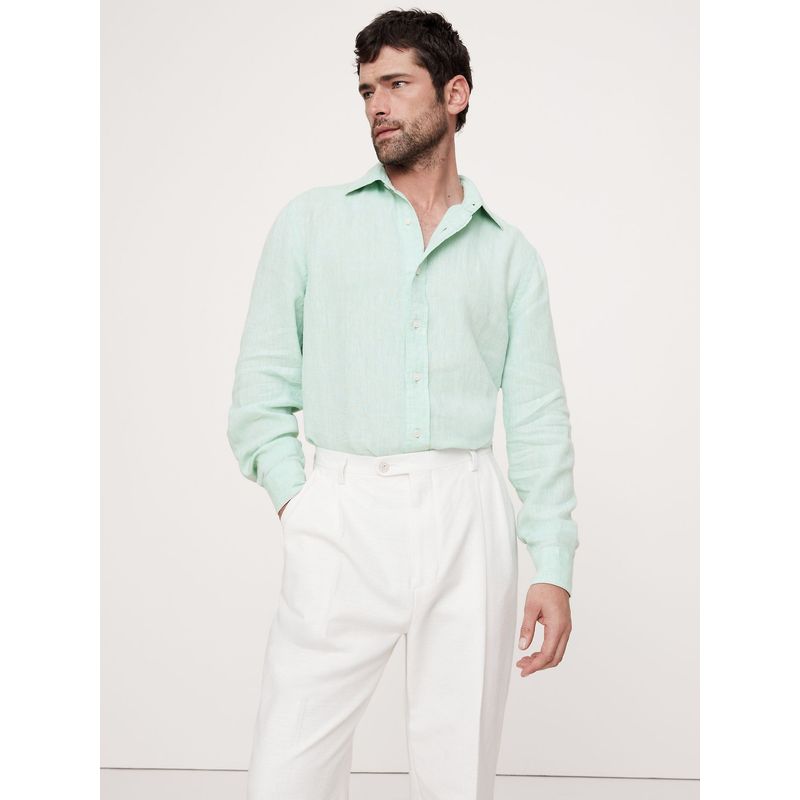 BANANA REPUBLIC - Camisa Hombre Casual Lino Castello Verde Banana Republic