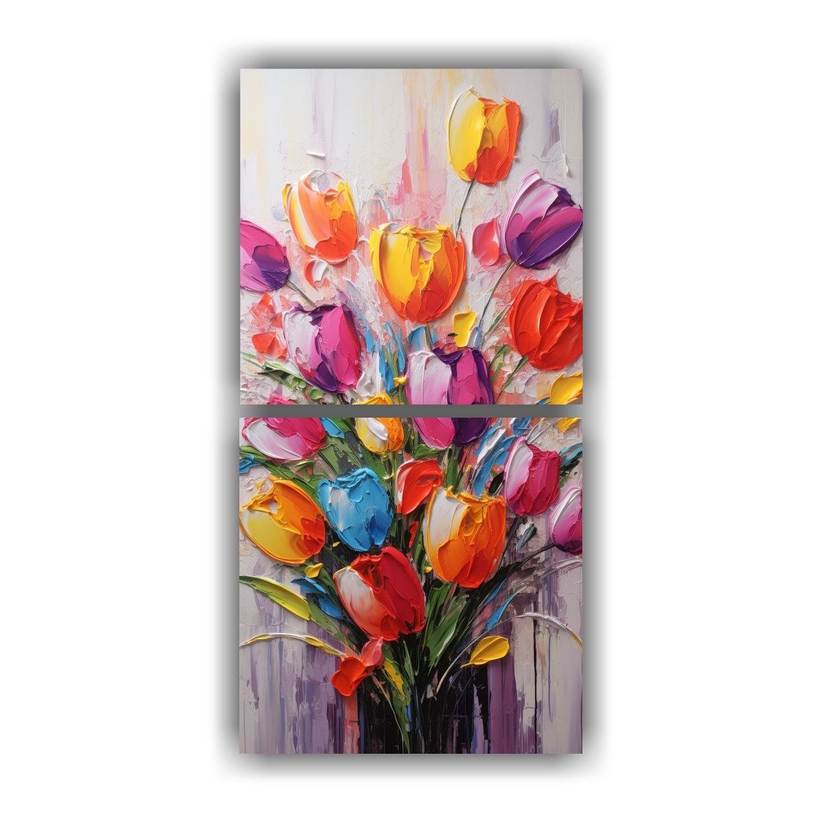 GENERICO - Pintura En Lienzo De TULIPANES En Movimiento 20x40 Cm
