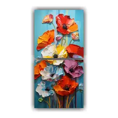GENERICO - Paisaje Colorido De Amapolas En Lienzo Glorioso 20x40 Cm