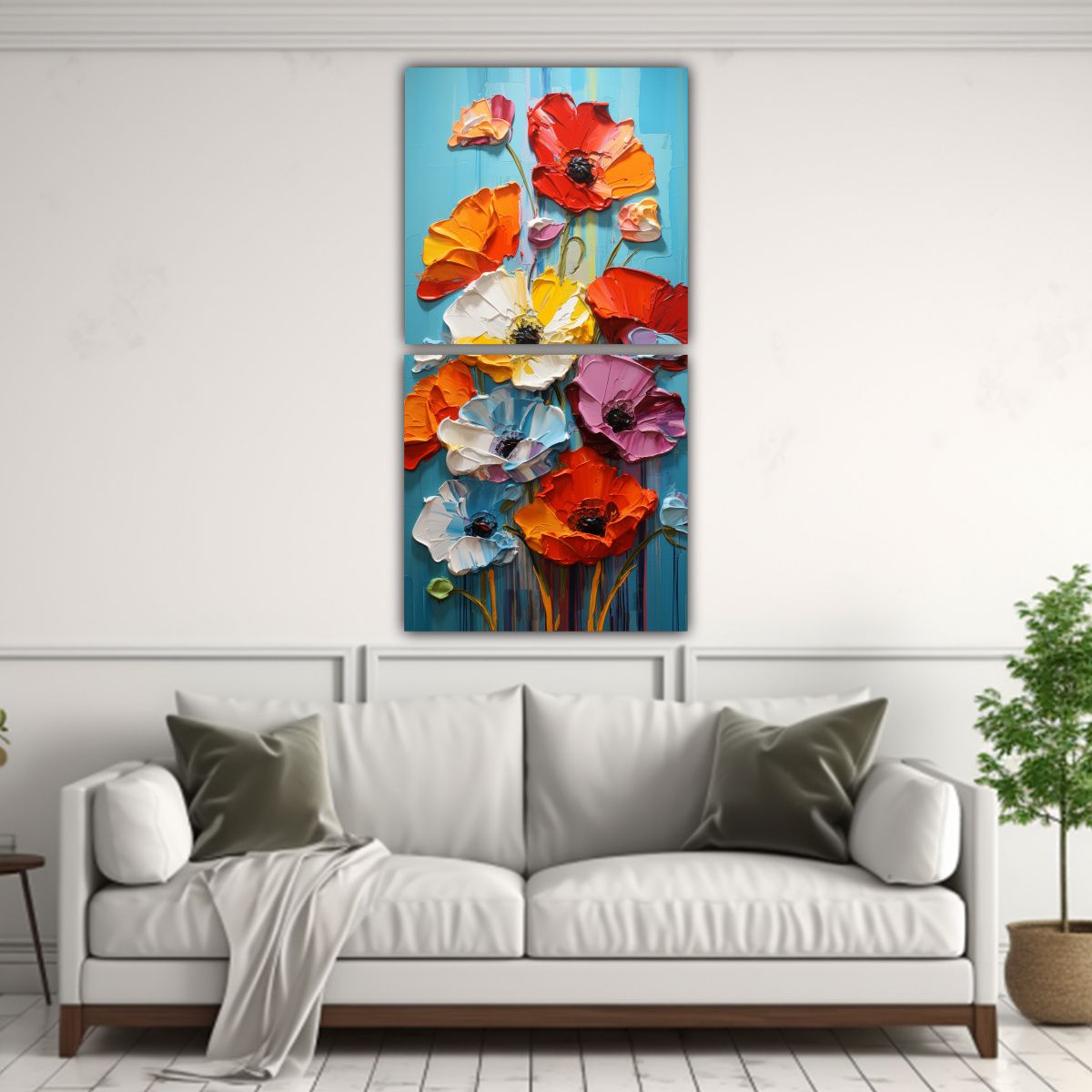 GENERICO - Paisaje Colorido De Amapolas En Lienzo Glorioso 20x40 Cm