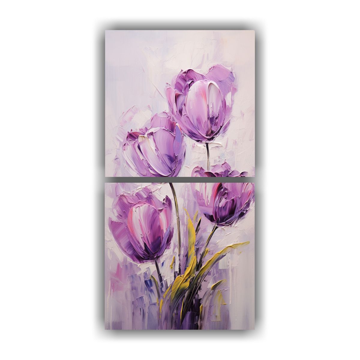 GENERICO - Pintura En Lienzo Vertical De Tulipanes Púrpuras 60x120 Cm