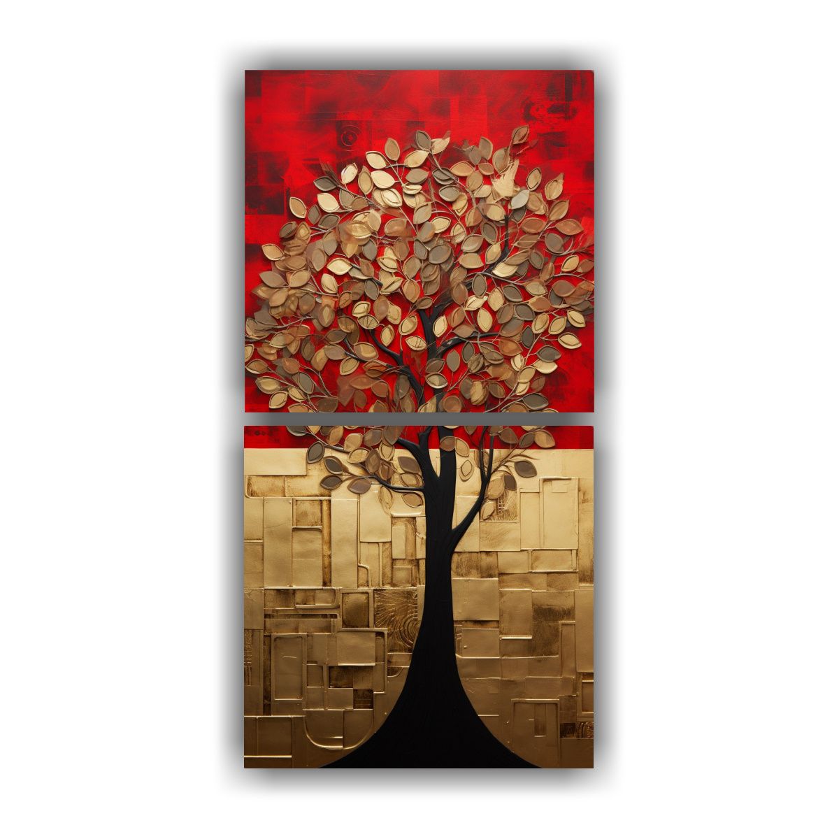 GENERICO - Conjunto 2 Pinturas De Pared Innovadoras Árbol 40x80 Cm