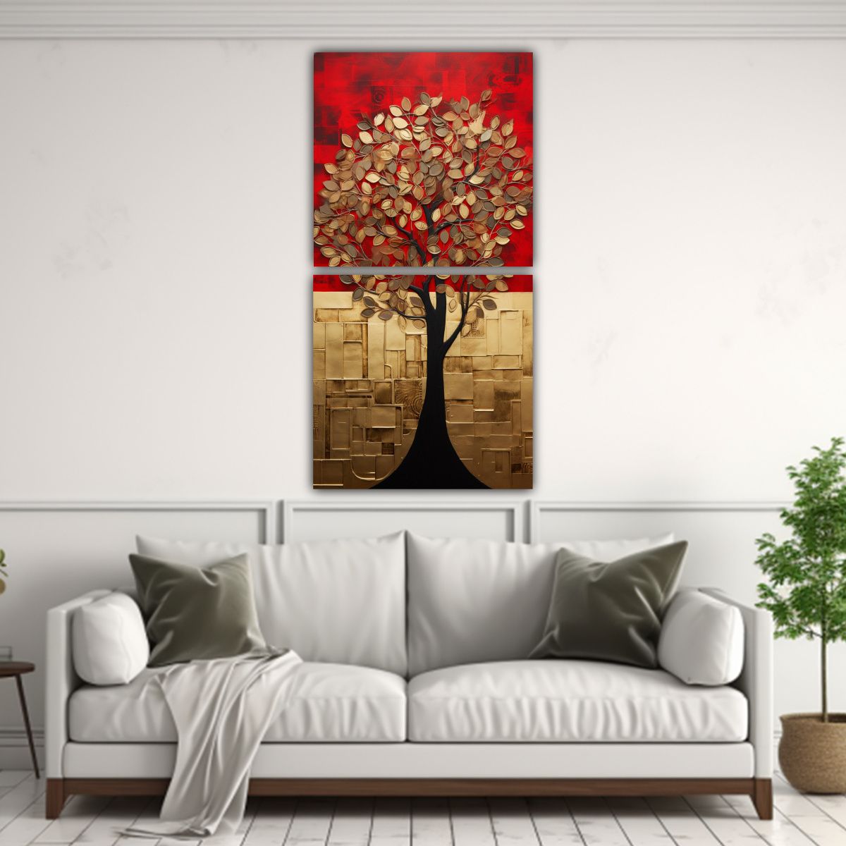 GENERICO - Conjunto 2 Pinturas De Pared Innovadoras Árbol 30x60 Cm