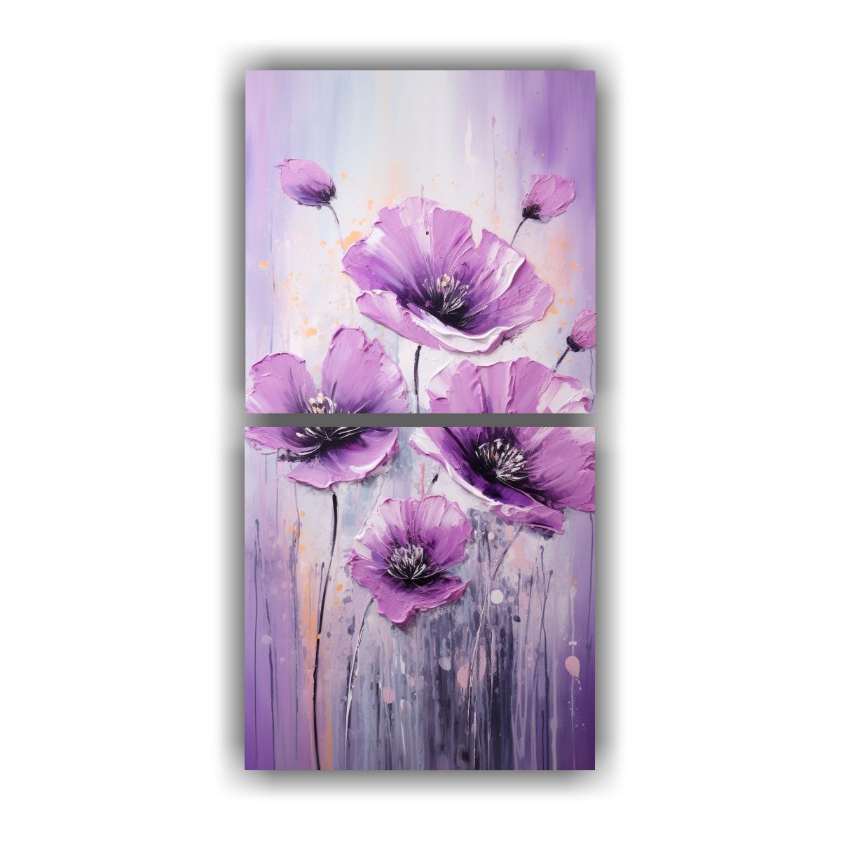 GENERICO - Cuadros Vanguardia Mural A Purple POPPIES Pintura 60x120 Cm