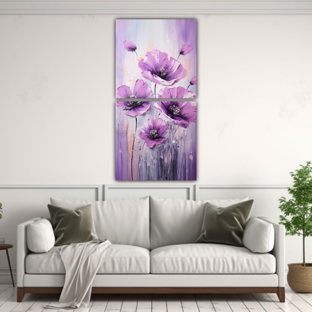 GENERICO - Cuadros Vanguardia Mural A Purple POPPIES Pintura 60x120 Cm