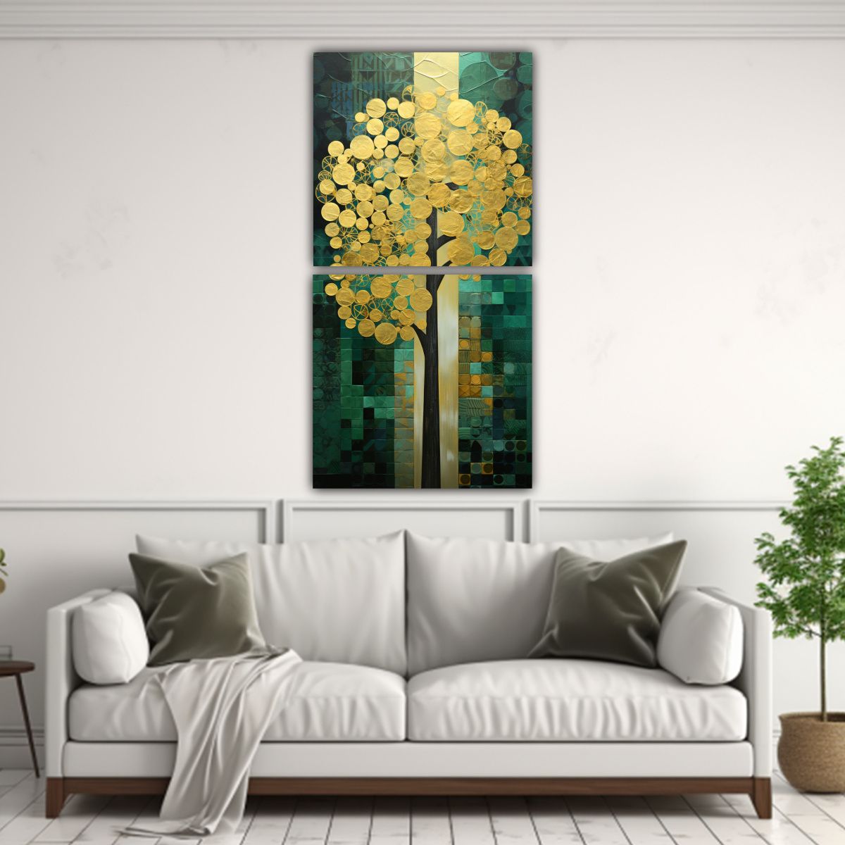 GENERICO - Árbol En Verde Y Amarillo En Pinturas De 40x80 Cm