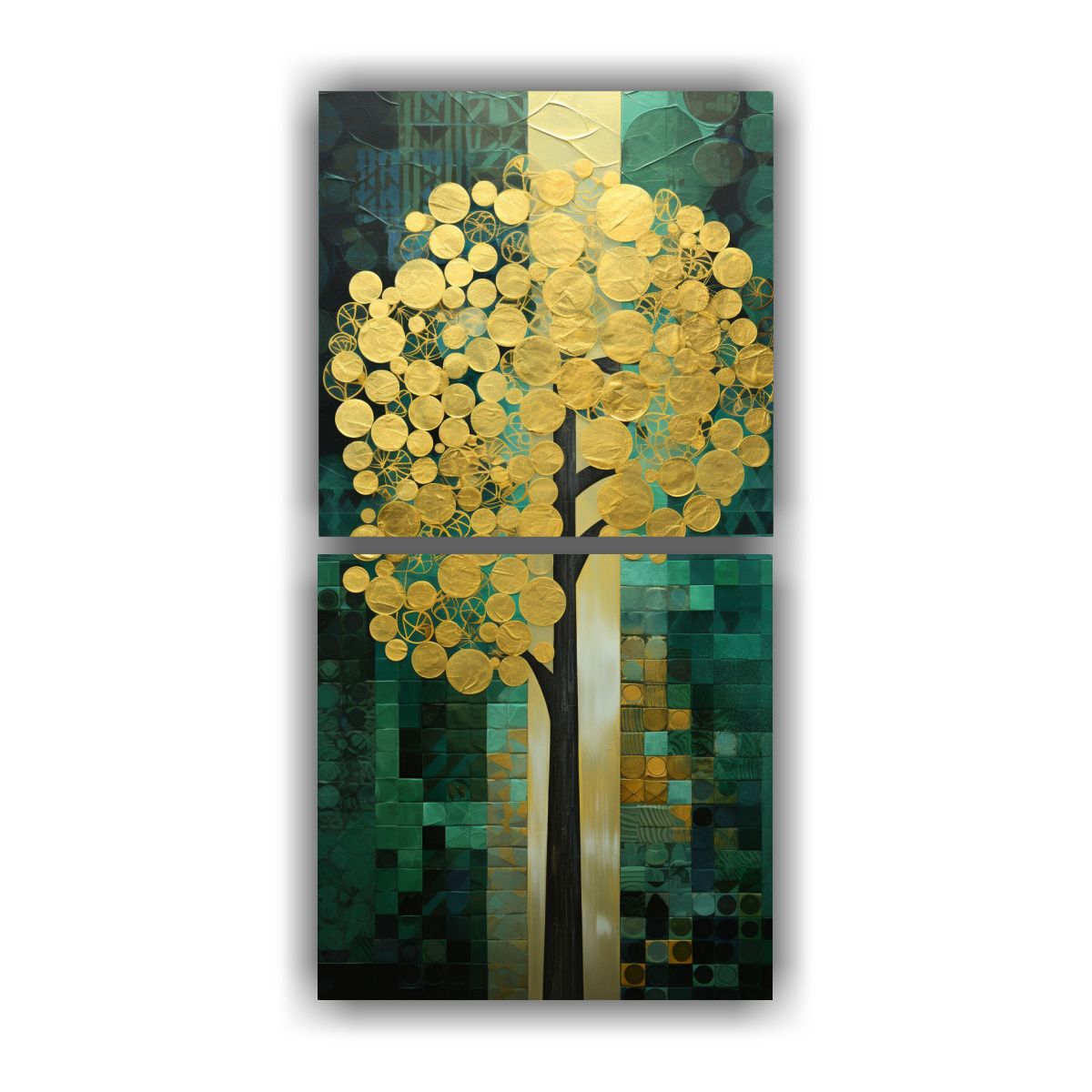 GENERICO - Árbol En Verde Y Amarillo En Pinturas De 30x60 Cm