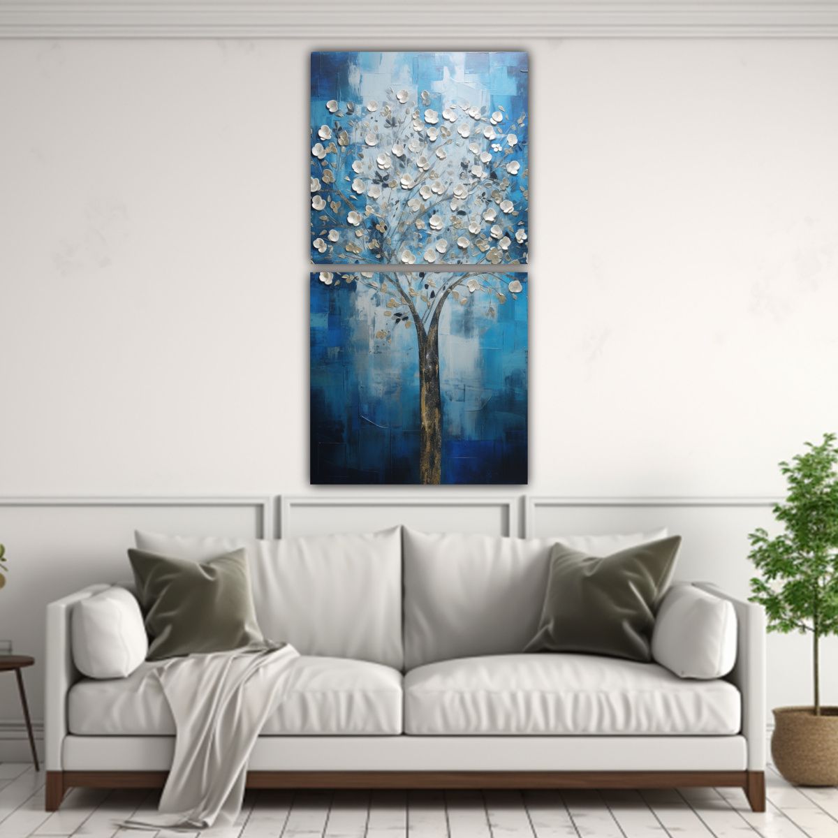 GENERICO - Conjunto 2 Lienzos De Tela Tema Floral árbol 50x100 Cm