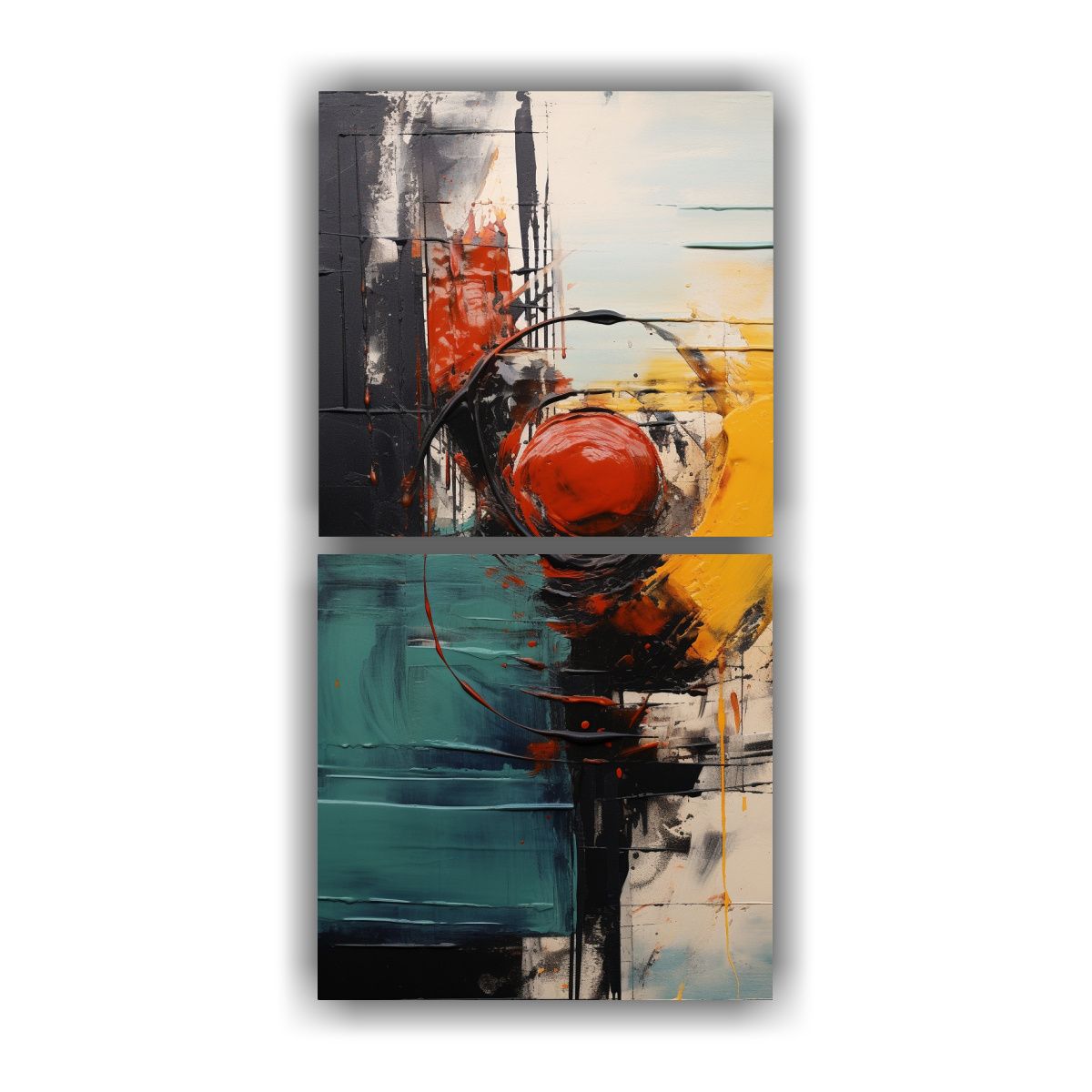 GENERICO - Cuadro Abstracto Con Pintura Amarilla Azul Y 60x120 Cm