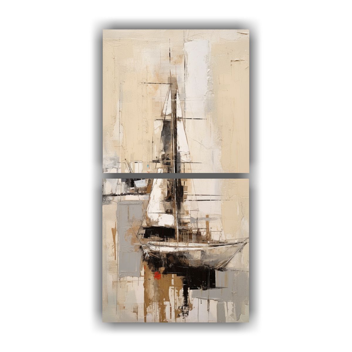 GENERICO - Pintura Inspirada En Basquiat De Un Velero En 50x100 Cm