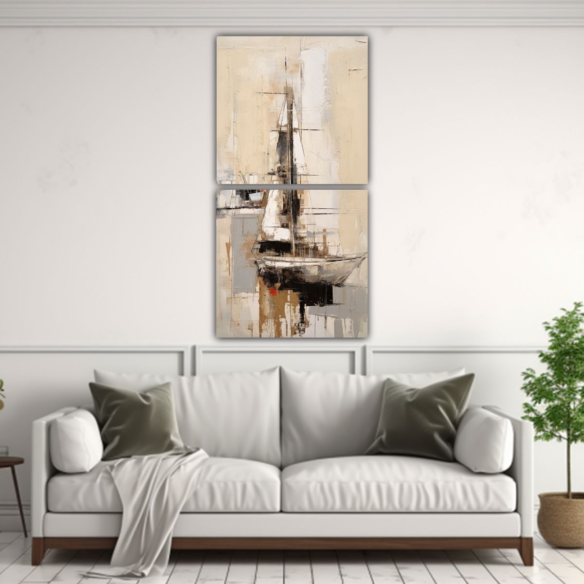 GENERICO - Pintura Inspirada En Basquiat De Un Velero En 50x100 Cm