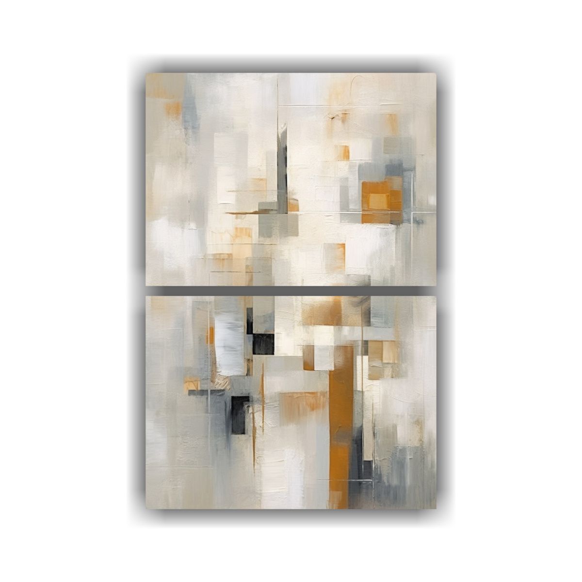 GENERICO - Pintura Abstracta En Blanco Beige Y Gris Con 80x120 Cm