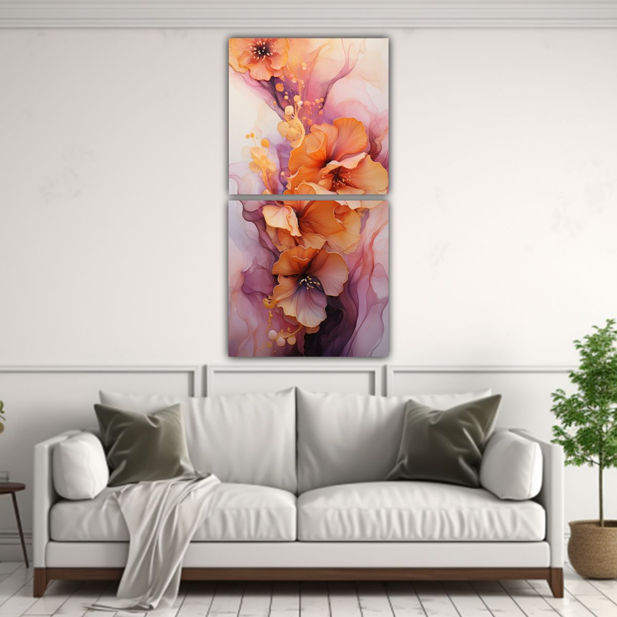 GENERICO - Díptico Decorativo De Pintura Abstracta En 30x60 Cm