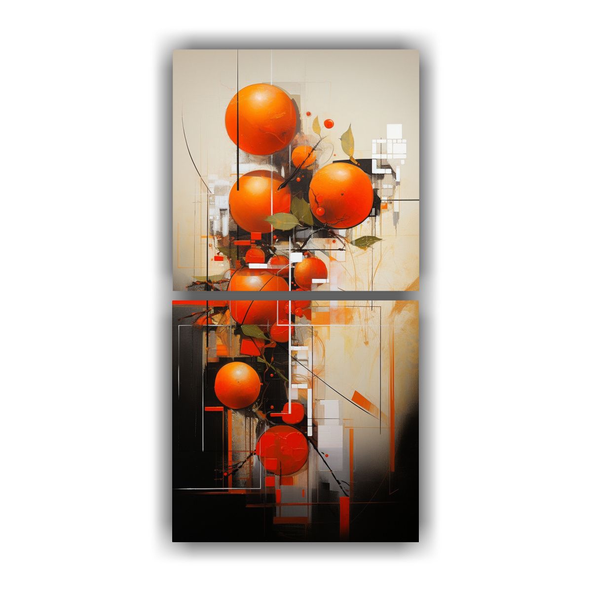 GENERICO - Cuadros Abstractos Naranjas Elegancia En Tu 40x80 Cm