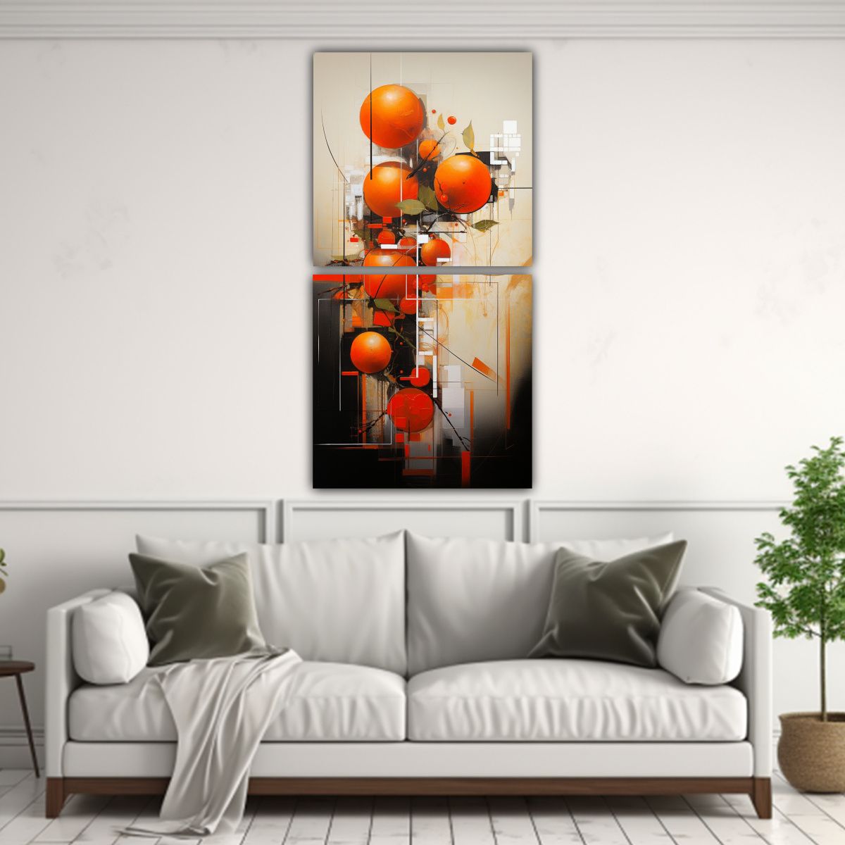 GENERICO - Cuadros Abstractos Naranjas Elegancia En Tu 40x80 Cm