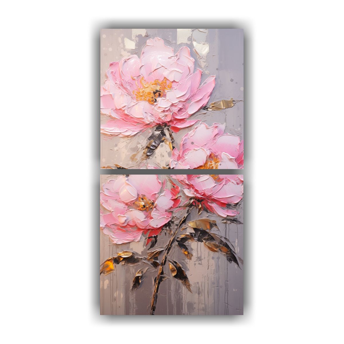 GENERICO - Cuadro Innovador De Peonías Rosas En Lienzo Al 50x100 Cm