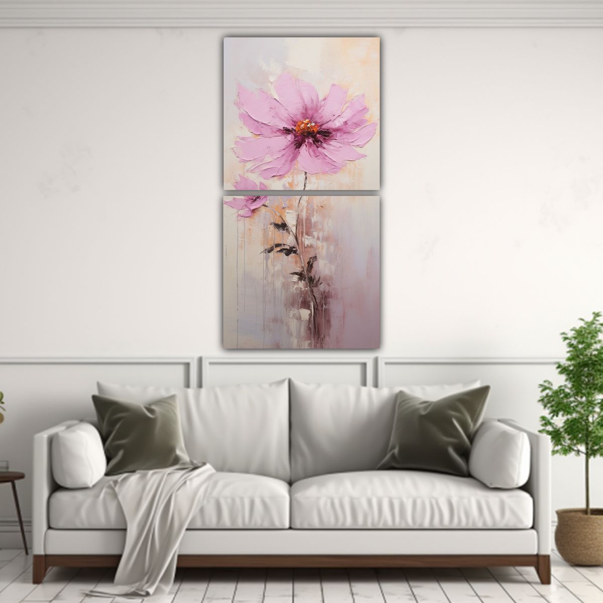 GENERICO - Pintura Rosa En Lienzo Estilo Exuberante 50x100 Cm