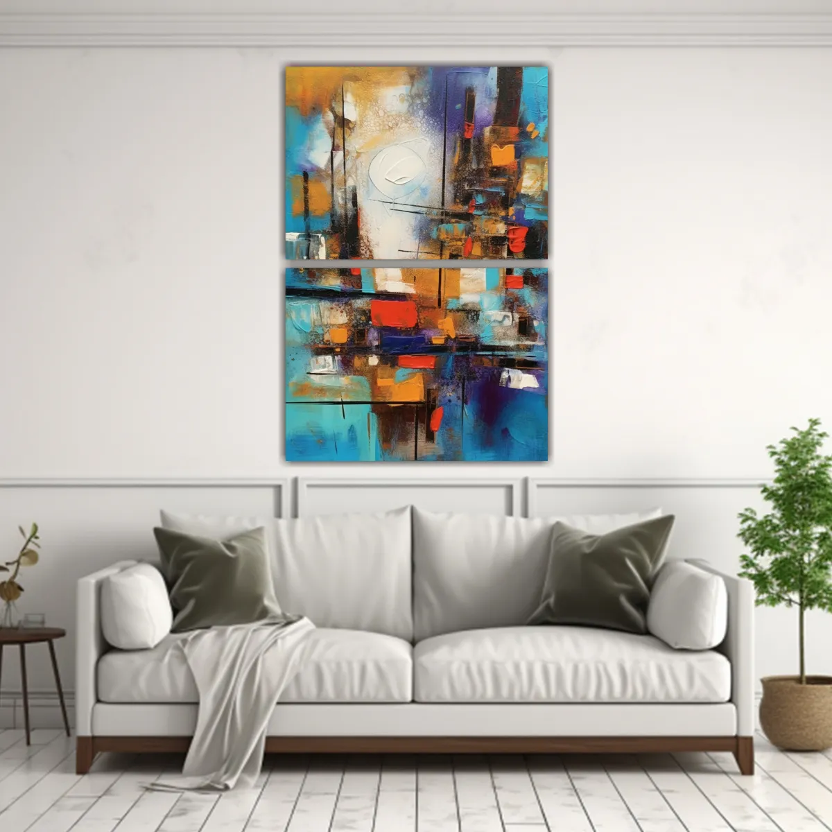 GENERICO - Pinturas Abstractas Con Texturas Vibrantes Y 80x120 Cm